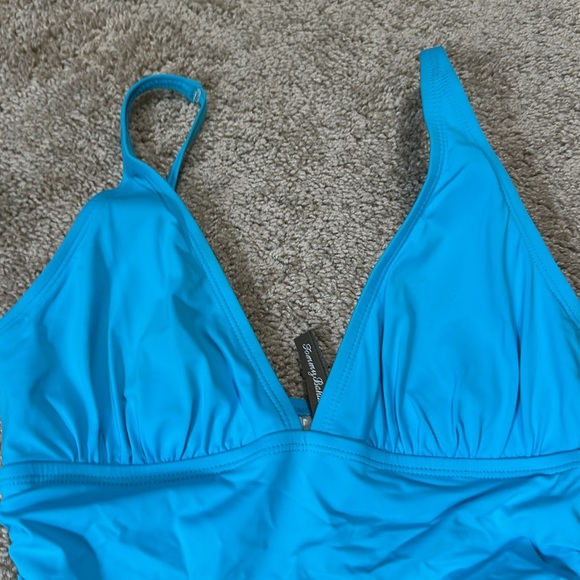Tommy Bahama Blue Ruched Middle Swimsuit Size 8 - Picture 2 of 6
